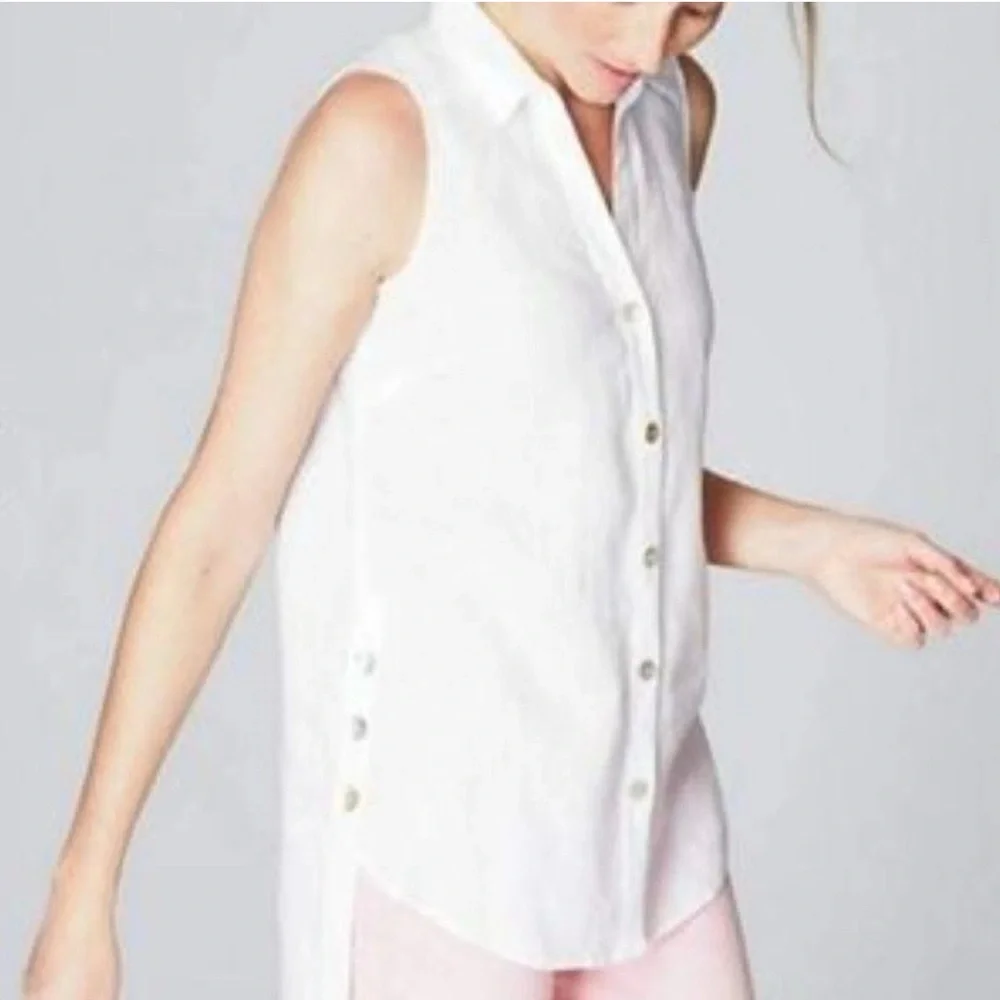 J.Jill Love Linen White Button Down Tunic Tank Size XL